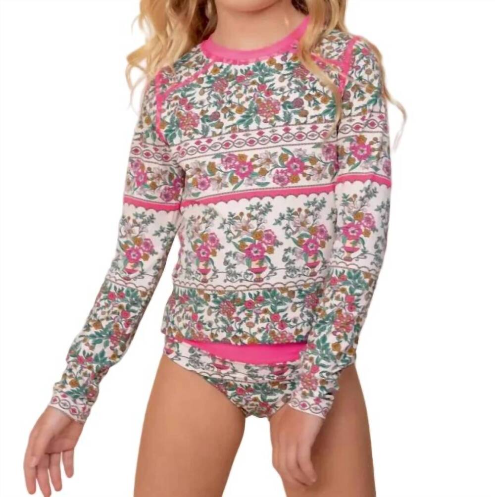NEW MAAJI girls odysey rashguard set in ornamental vintage
